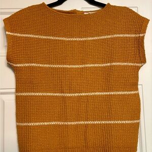 MADEWELL Honey Button-Back Orange Capped Sleeve Knit Cardigan Shirt Vest Top